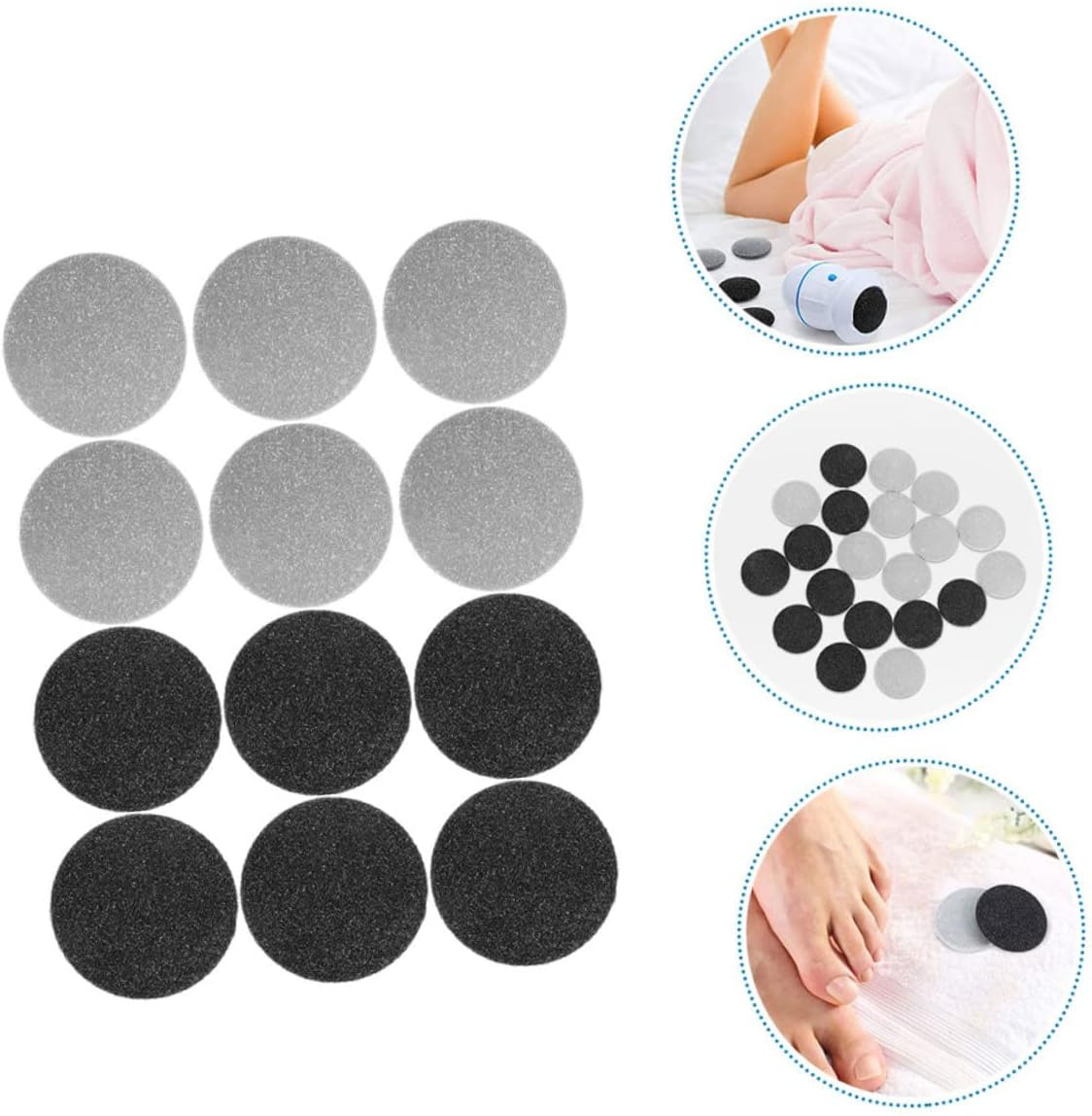 BIUDECO 12Pcs Electric Foot Grinder Replacement Heads Premium Tool for Foot Care Easy to Install Durable and Washable for Dead Skin Removal