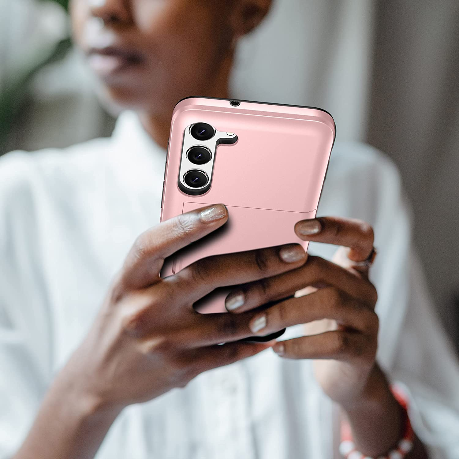 For Galaxy S23 Case with Credit Card Holder, Areaphmet Wallet Case Slide Cover Dual Layer Hard PC Rubber Cover Phone Case for Samsung Galaxy S23 5G 6.1'' 2023 Black image number 6