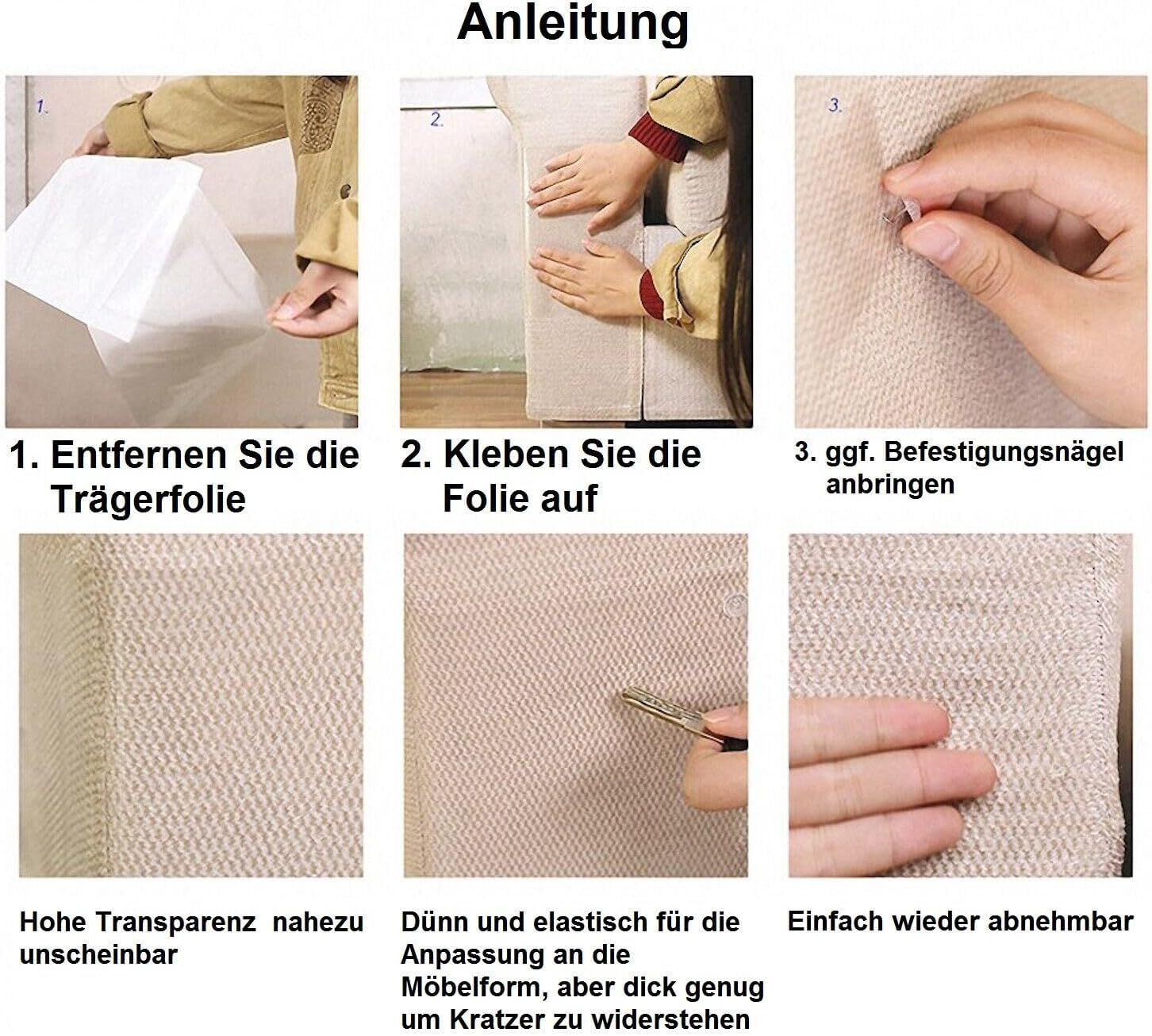 Scratch Protection Sofa Cat Tape, Cat Scratch Protection, Anti-Scratch Film Self-Adhesive Flexible Cut for Fit Couch Door Wall (20 X 500 Cm)