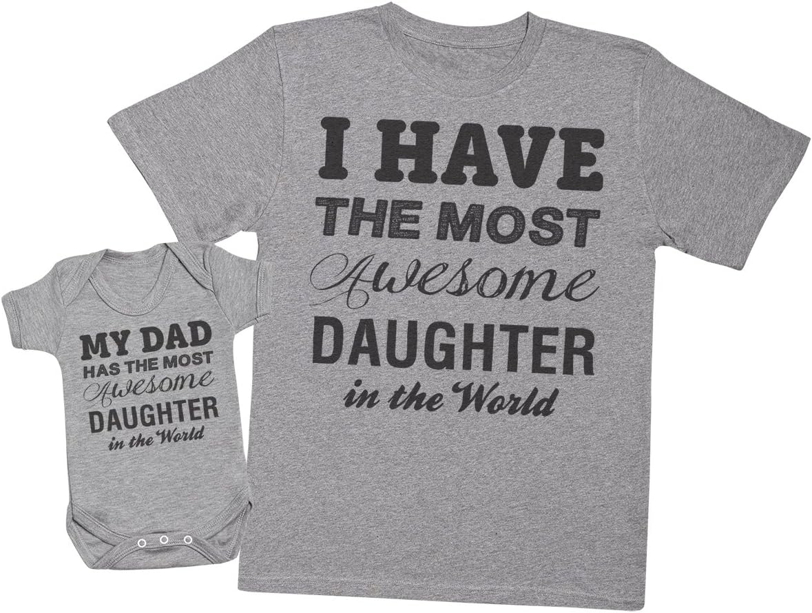 Most Awesome Daughter - Matching Father Baby Gift Set - Mens T Shirt & Baby Bodysuit - Grey - Xx-Large & 12-18 Months image number 1