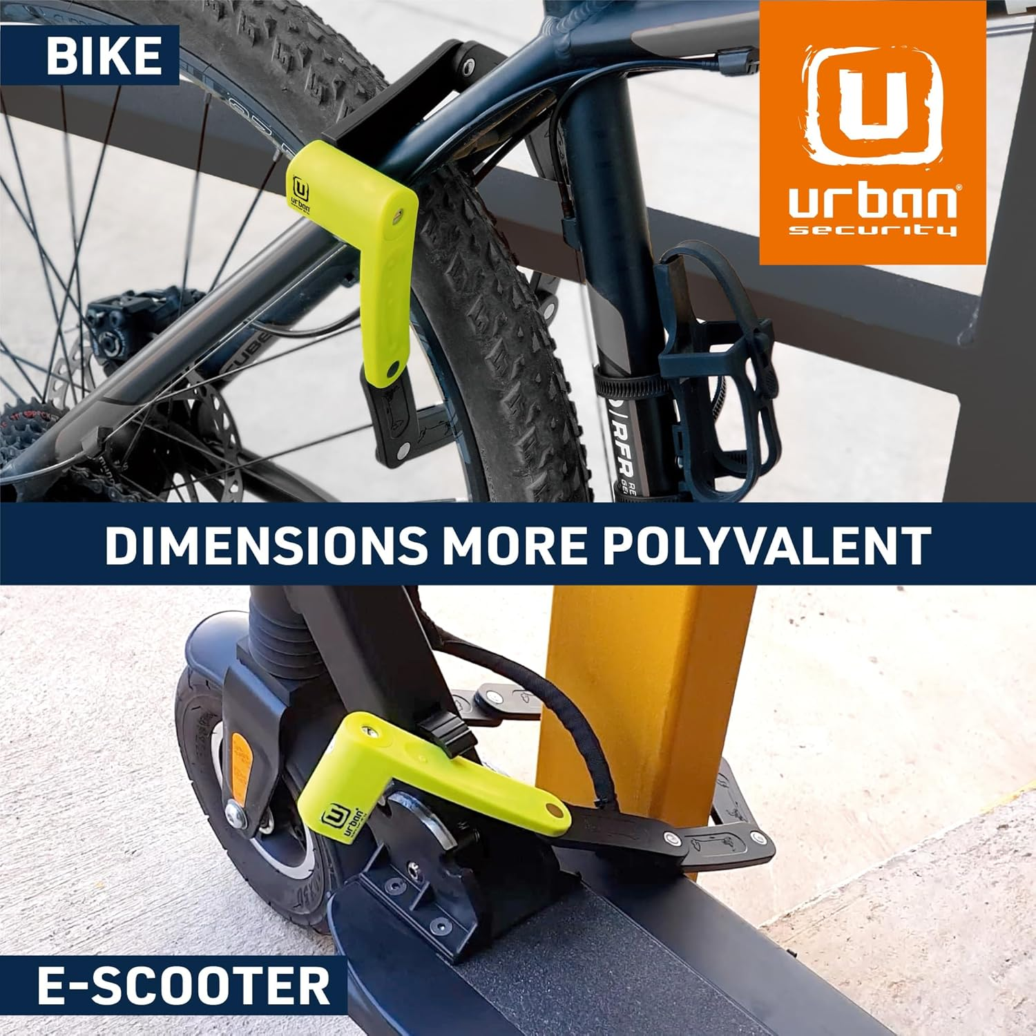 URBAN UR469Y Folding Bike Lock, Visible, 70Cm/27.5In More Compact More Easier Transport Noiseless, Anti-Scratch, Heavy Duty anti Theft Locks with Key, Polyvalent for Bicycle, Electric Scooter or Ebike image number 2