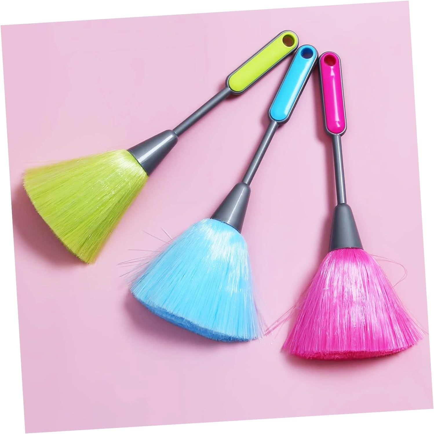 YUNYU 3 Pack Washable Reusable Ergonomic Handle Plastic Dusting Tool for Home and Office Multi-Surface Cleaning (Blue, Green, Pink) image number 1