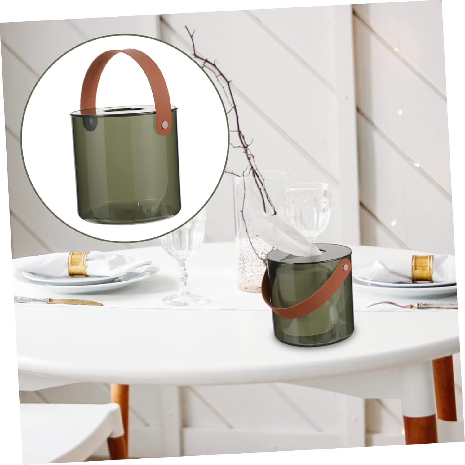 Wall-Mounted Tissue Storage Box round Napkin Paper Box Easy Access Tissue Holder image number 3