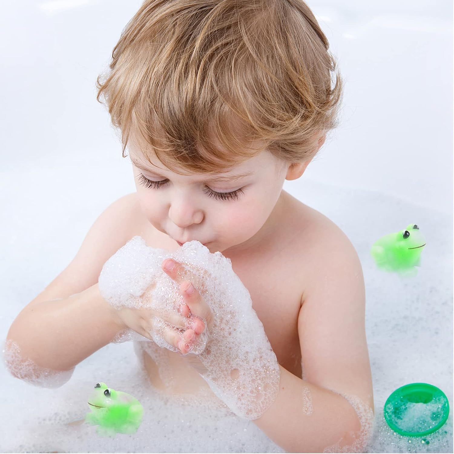Bath Frog Toys 12 PCS Mini Rubber Frogs Squeak and Float Frogs Baby Shower Toy Party Decoration for Toddlers Boys Girls