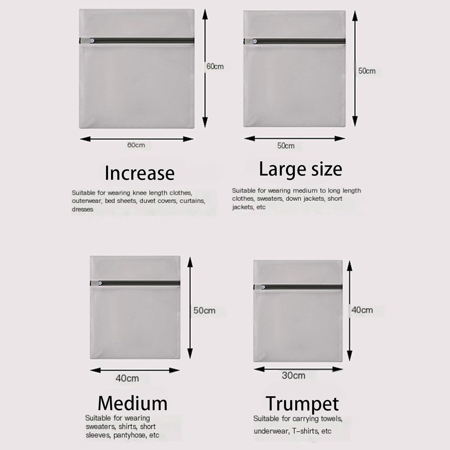 8 Pack Delicates Laundry Bags Mesh Washing Bags for Bras, Socks & Clothing Gentle Wash Organiser for Machine & Travel XL Breathable Mesh (White) image number 4