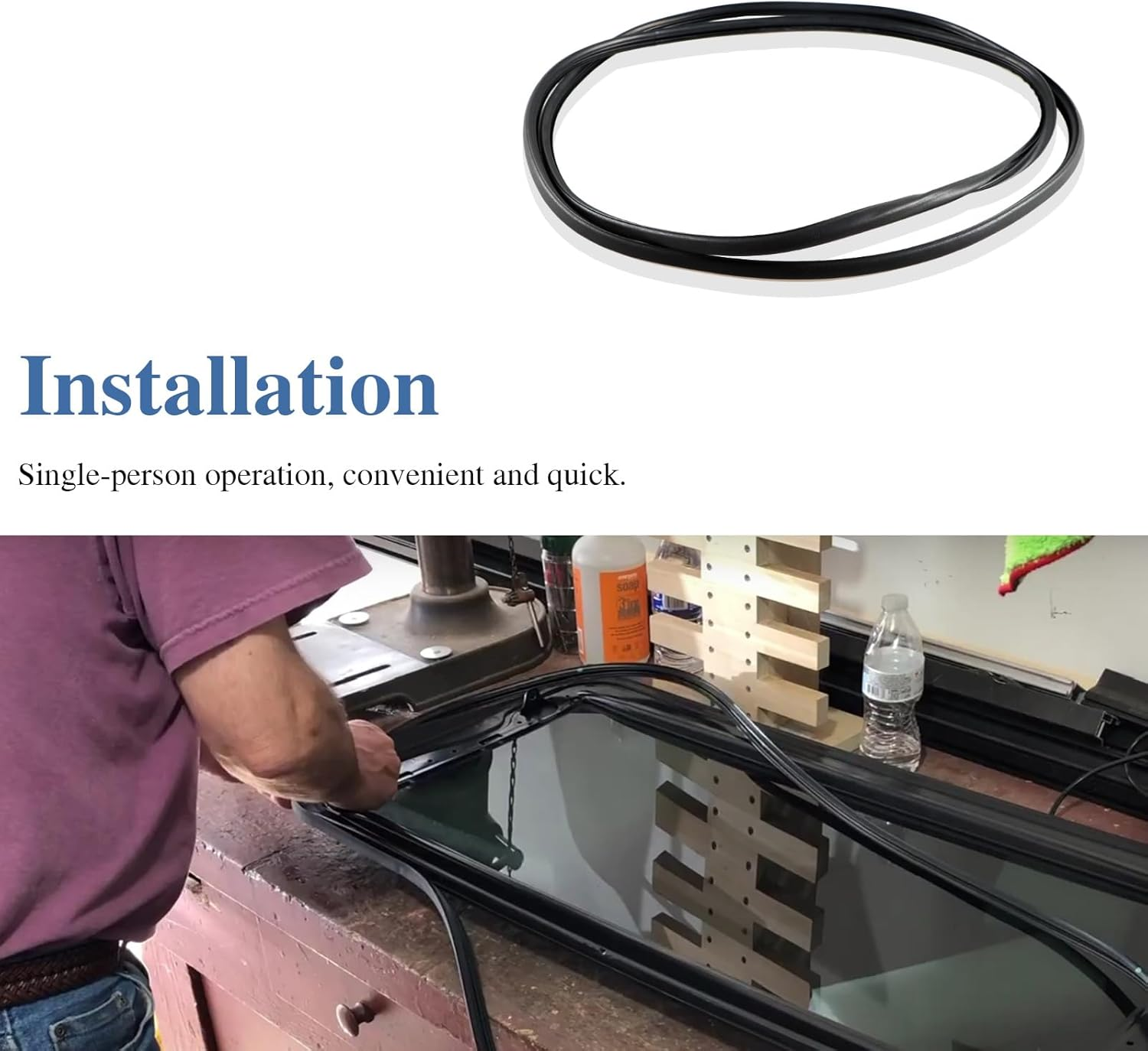 FUSCH Sunroof Glass Seal Sliding Roof Weatherstrip Seal Compatible with Toyota Avalon Camry Highlander RAV4 Lexus Es300H RX330 RX350 Rx450H Replace # 63251-0E020 63251-0E010 image number 3