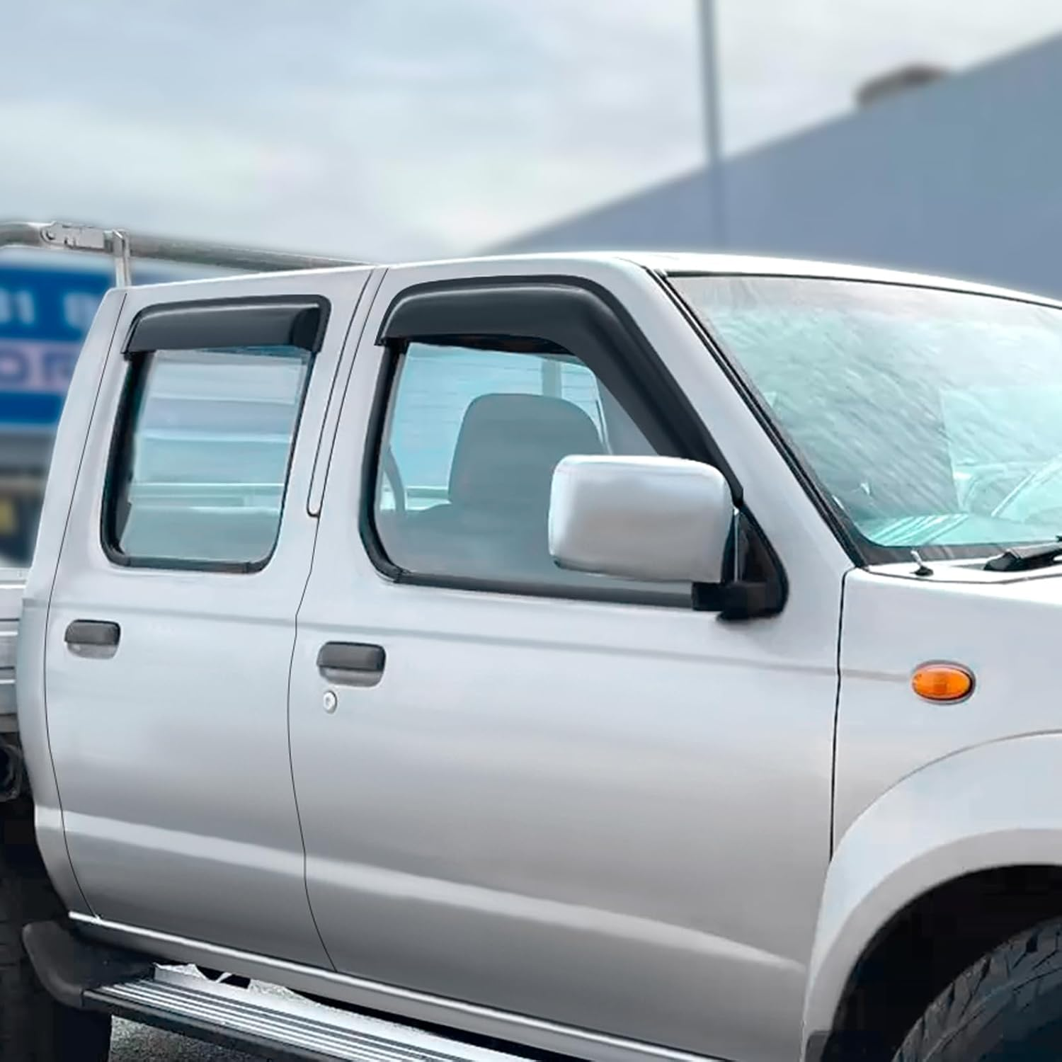 SUERAUTO4X4 Weather Shields for Nissan Navara D22 1997-2015 Dual Cab Accessories, Weathershields Car Wind Deflectors Window Visors Rain Guard Exterior, Injection Tinted Black 4Pcs/Set image number 2