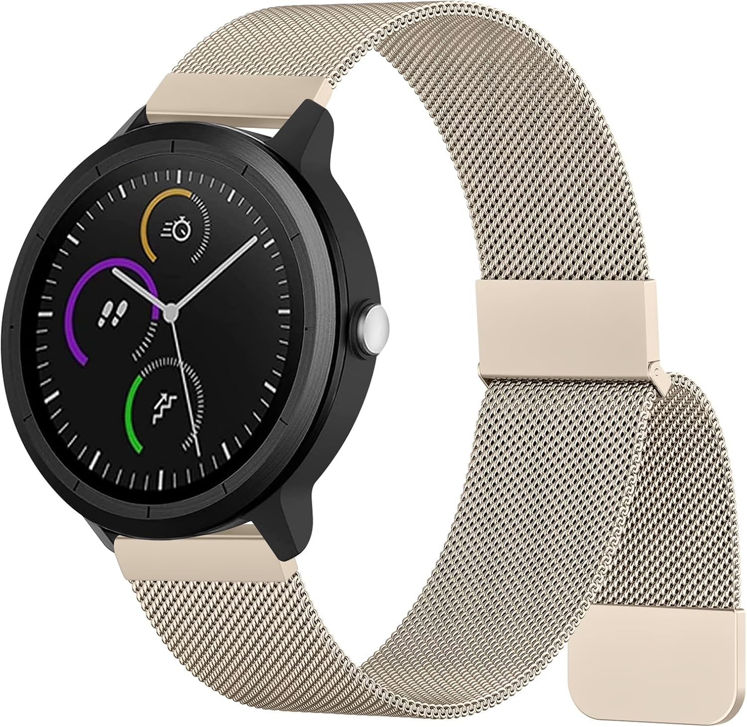 Metal Bands for Garmin Venu 2 Plus/Venu Sq/Venu/Vivoactive 5 - Stainless Steel Loop Magnetic Milanese Mesh Strap for Women and Men