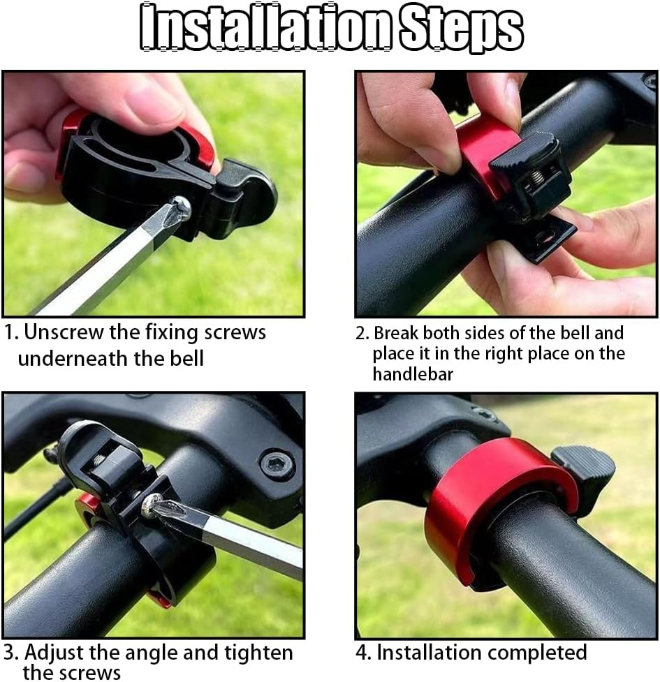 Geli 4 Pack Exquisite Bicycle Bells,Mountain Bike Bell, Loud and Bright, Aluminium Alloy, MTB, Bicycle Horn