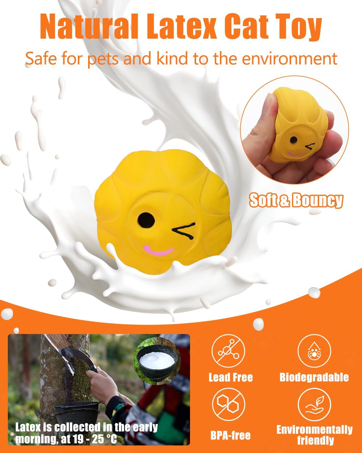 Krauzpet Cat Ball Toys with Bell and Catnip, 2&rdquo; Bouncing Latex Rubber Pet Chew Toy Kitty Fetch Play Balls for Bored Indoor Adult Cats Kitten Puppy Small Dogs image number 1