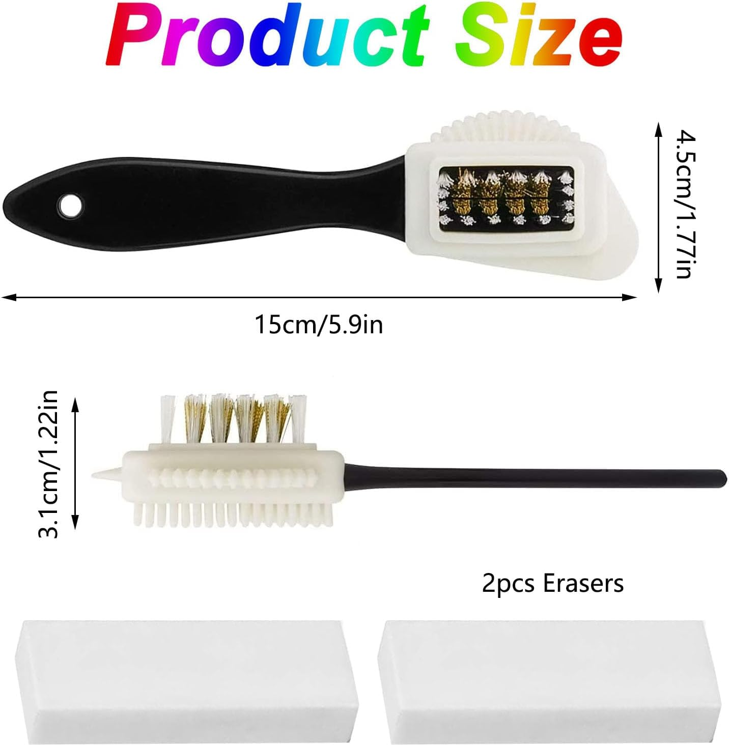 Suede Brush Kit, Quality Nubuck and Suede Multifunctional 4-Sided Cleaning Shoe Brush,Brass and Nylon Bristle,Suede Brush for Shoes with Extra 2 Erasers for Suede Leather Boots Shoes Cleaning image number 2