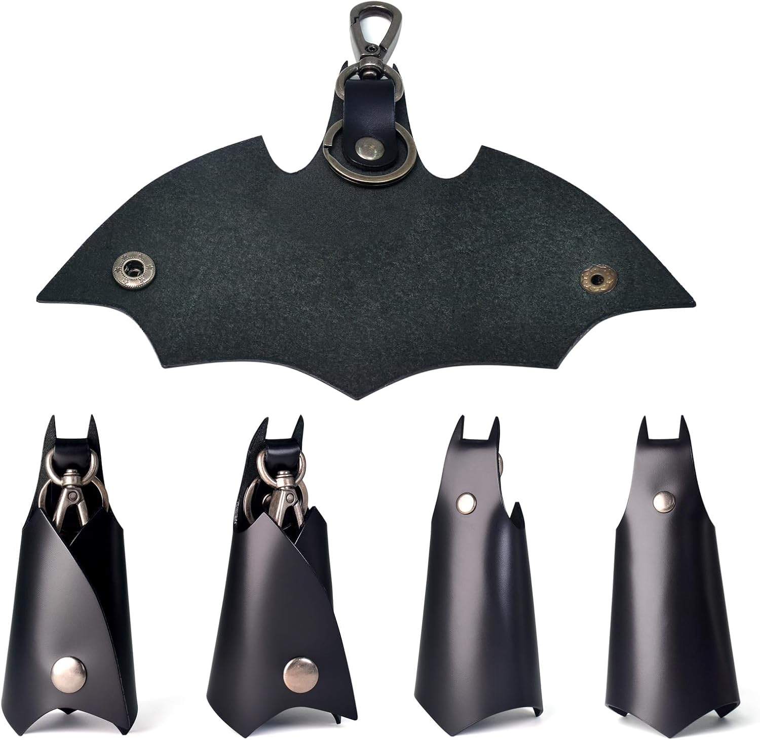 CAILLU POP Keychain Leather Bat for Car Key Fob Case,Leather Keys Ring Cover Holder,Man BMW Key Chain - Black Bat image number 5