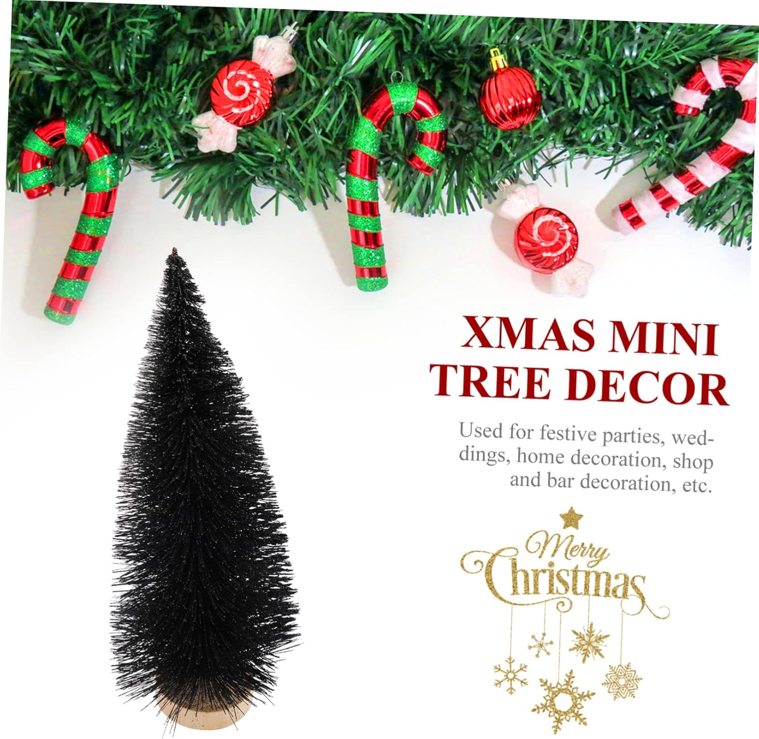 Artificial Christmas Tree Mini Pine Holiday Decor Black Spruce Desk Ornament image number 5