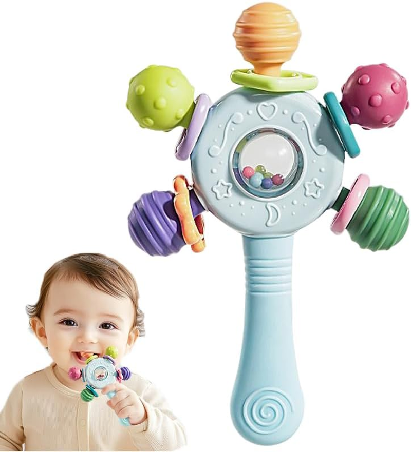 Baby Montessori Sensory Toys for 0-6 6-12 Months, Baby Teether Teething Toy for Babies 0 3 6 9 12 18 Months, Newborn Infant Learning Developmental Toys Gifts for 1 2 Year Old Boys Girls (Blue)