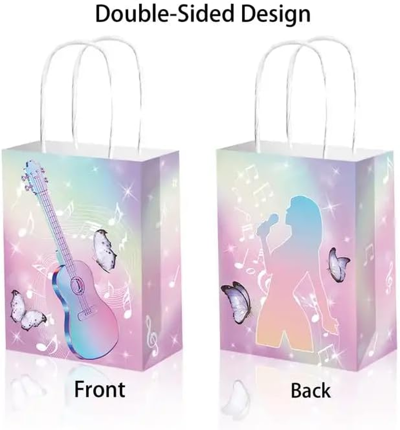 12X Music Concert Singer Party Iridescent Eras Glitter Disco Supplies Birthday Decoration Paper Bag Kids Lolly Bag Favour Box Kraft Treat Box Gift Box Gable Box Gift Bag Themed Party Bag image number 1