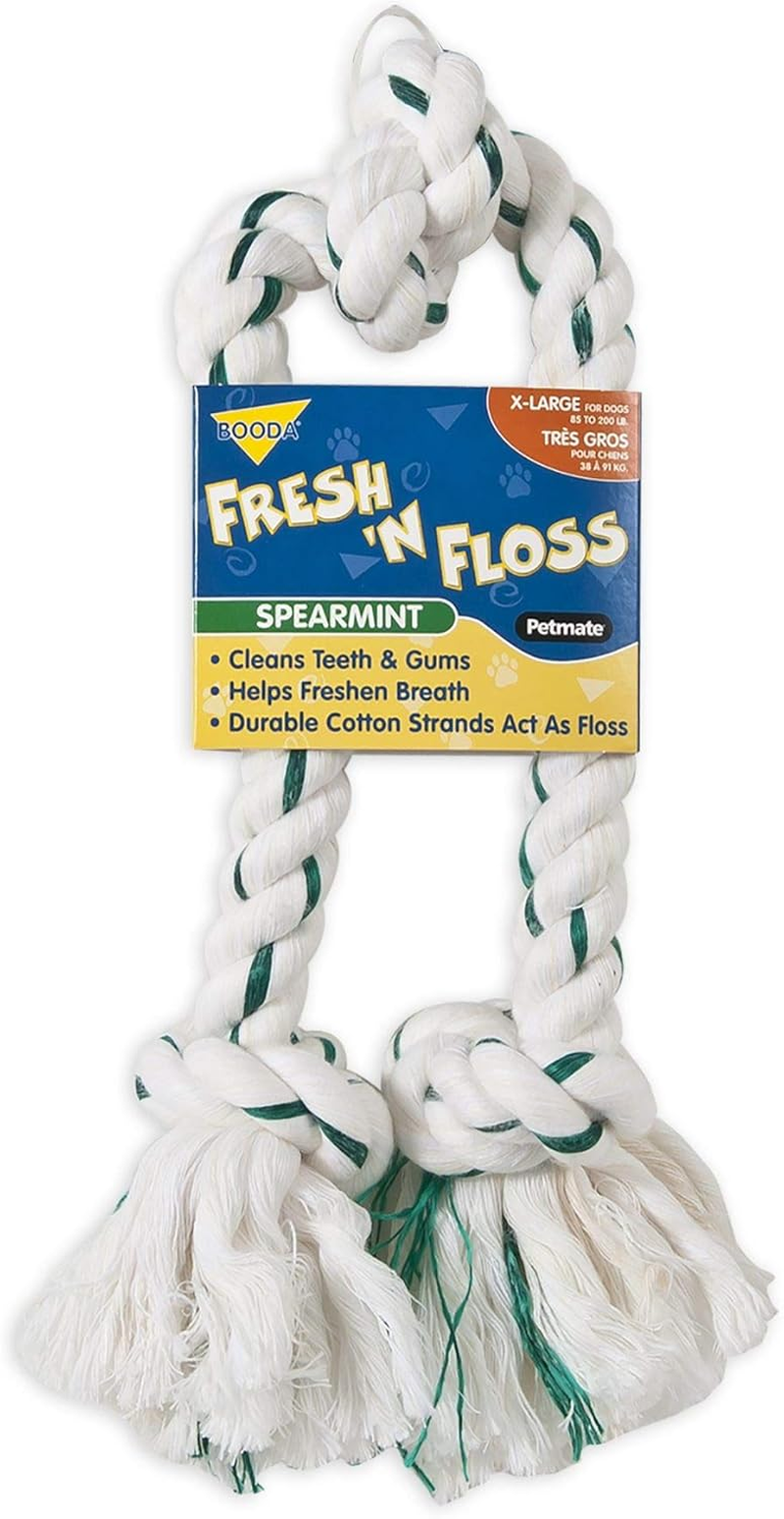 Booda Fresh N Floss 3 Knot Tug Rope Dog Toy, Large, Spearmint image number 2