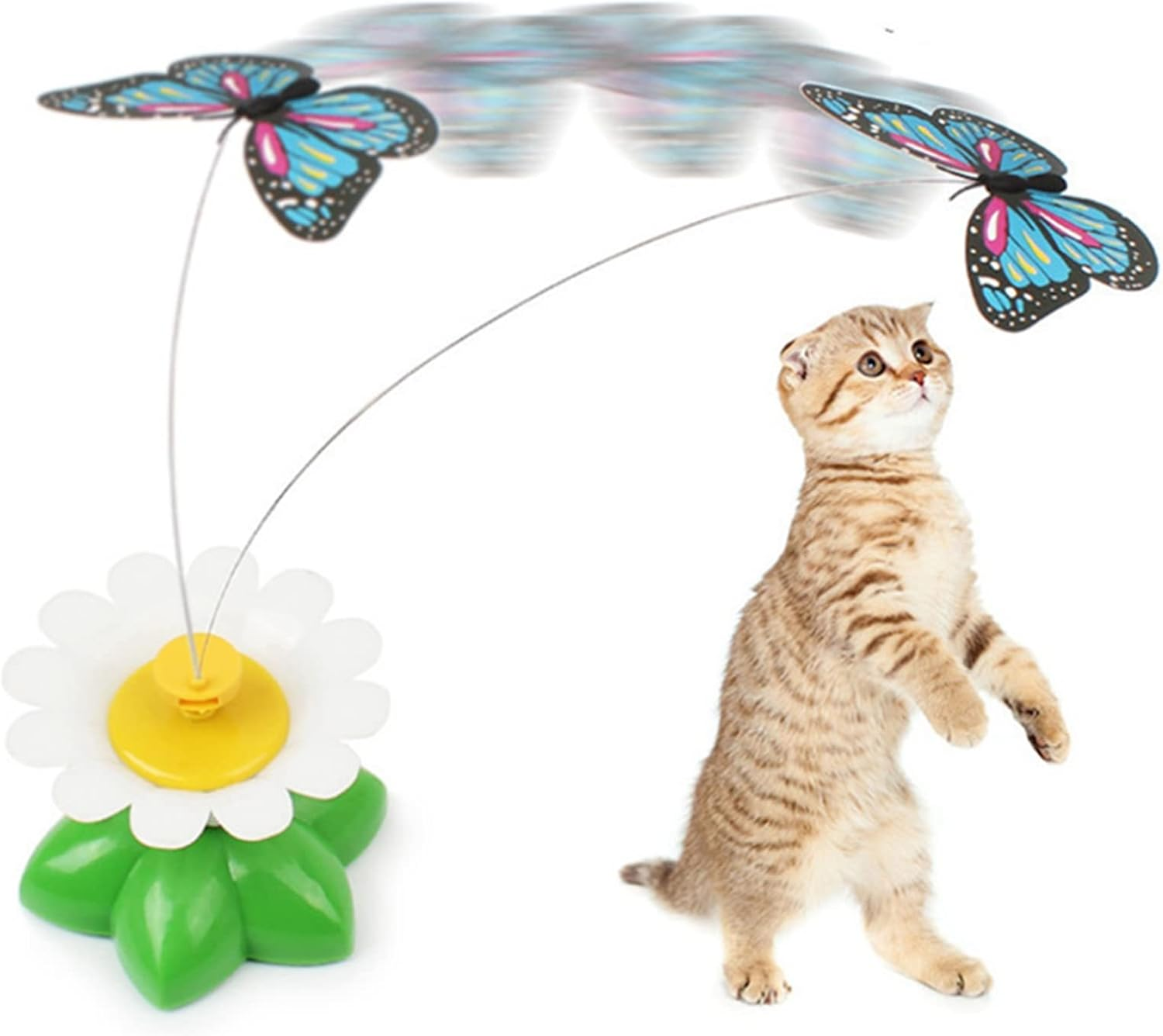 Cat Teaser Toy 360 Degree Rotating Butterfly Flower Shape Interactive Kitten Toy Cat Toy Rotating Design, Making the Butterfly Even More Lively image number 3