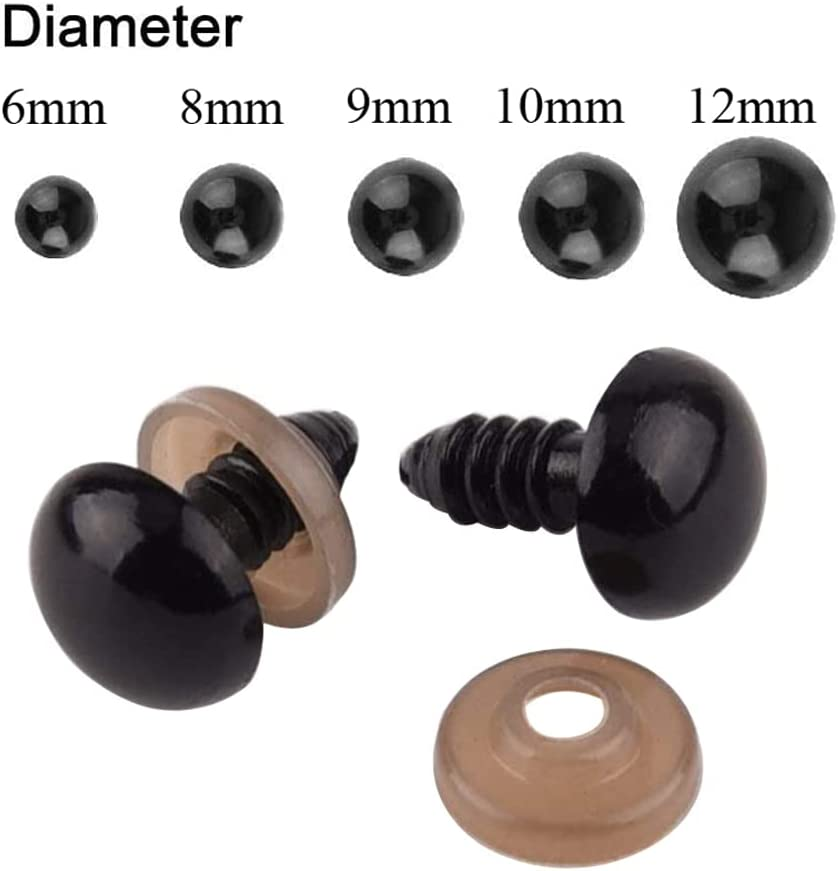 200PCS Plastic Safety Eyes with Washers, 12Mm Black Solid Doll Eyes for Teddy Bear, Amigurumi, Puppet Making, Stuffed Animals and Crafts, Child-Safe with Locking Backs image number 4