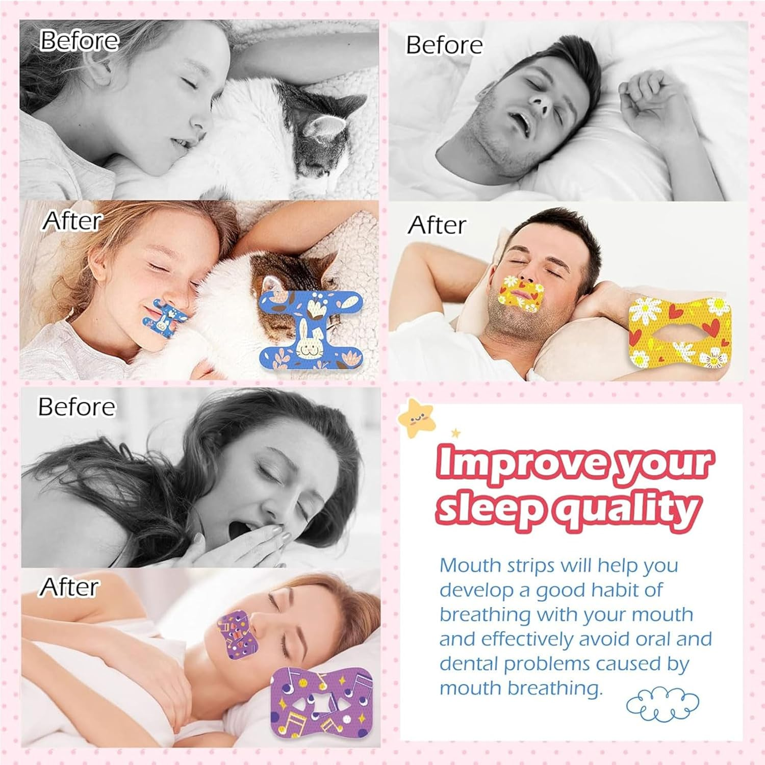 90 Pcs Sleep Strips,Mouth Tape for Sleeping,Stop Snoring Mouth Tape for Mouth Breathing and Loud Snoring, anti Snoring Devices for Children and Adult image number 1