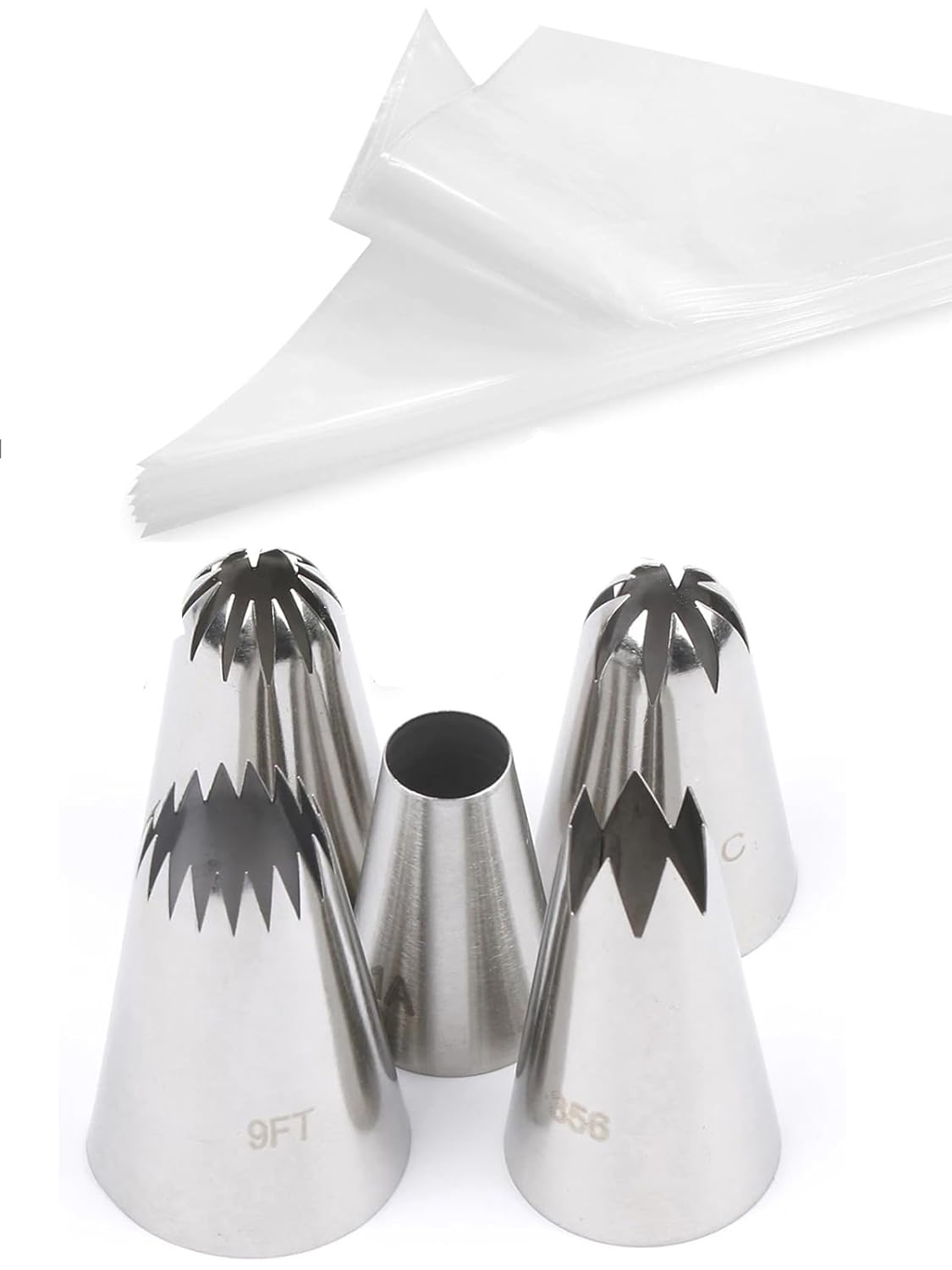 Large Piping Bags and Tips,Eclairs Churros Macaron Meringues Drop Flower Piping Tips with Bags 12 Inch for Cake Cupcake Cookie Decorating,25 Pcs