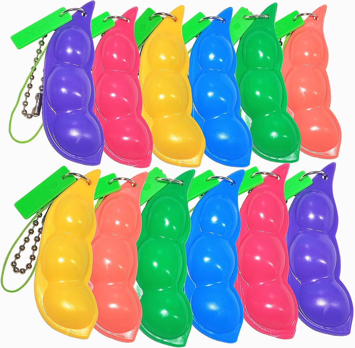 12PCS Squeeze Bean Keychain Fidget Toys for Skin Picking, Pea Pod Sensory Fidget Toys,Anti-Anxiety,Party Favor Toys image number 4
