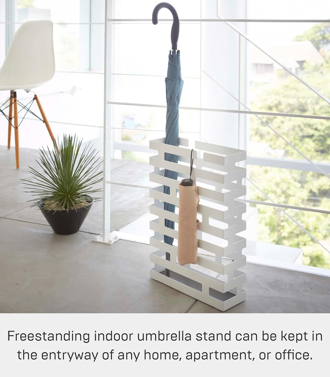 Yamazaki BRICK UMBRELLA STAND WIDE WH, White - White image number 3