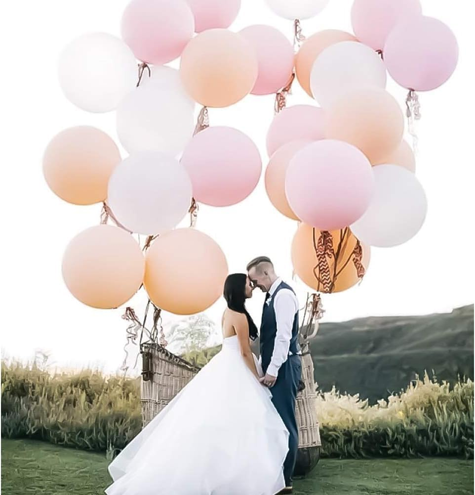 6 Big Balloons 36" round Balloons Extra Large & Thick Balloons Reusable Giant Latex Balloons, for Photo Shoot/Birthday/Wedding Party/Festival/Event/Carnival Decorations, White image number 4