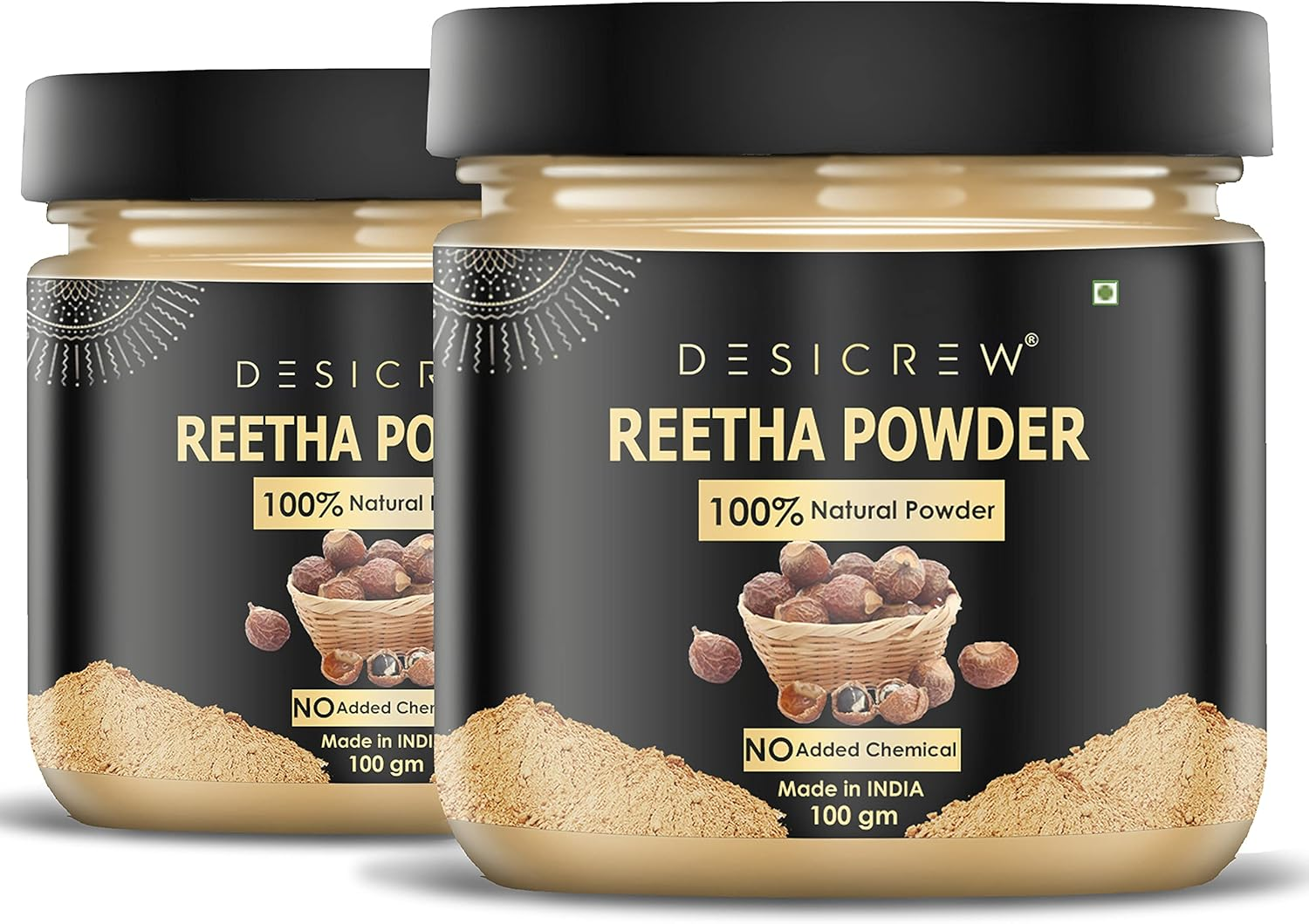 DESICREW Pure & Natural Reetha Powder for Natural Texture & Colour, Strong, Shiny, Silky,Healthy Scalp, Dandruff & Spilt Ends Free Hair Pack 200 GM image number 1