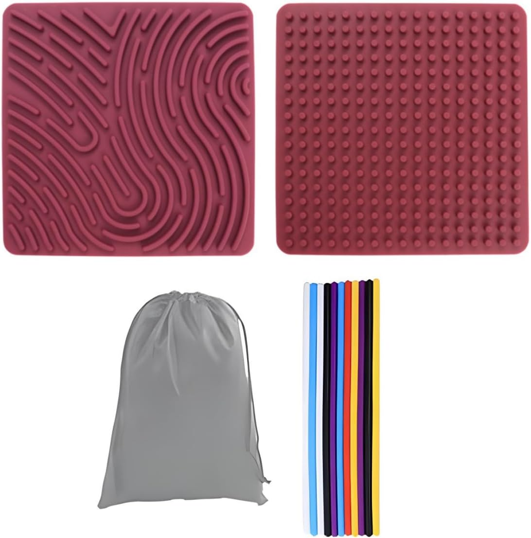 Silicone Sensory Activity Board,Double Side Calm down Fidget Toy, Activities for Travel,Silent No Mess,Anxiety Relief Stress,Portable with Travel Bag and 11 Silicone Stick (Reddish-Brown) image number 4