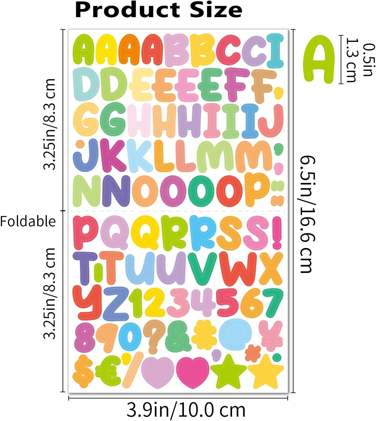 15 Sheets Letter Stickers,Colorful Letter and Numbers Stickers,Stars Letters Sticker Self Adhesive Waterproof Sticky for Scrapbooking Water Bottles Cup (Candy Color) - Candy Color image number 4