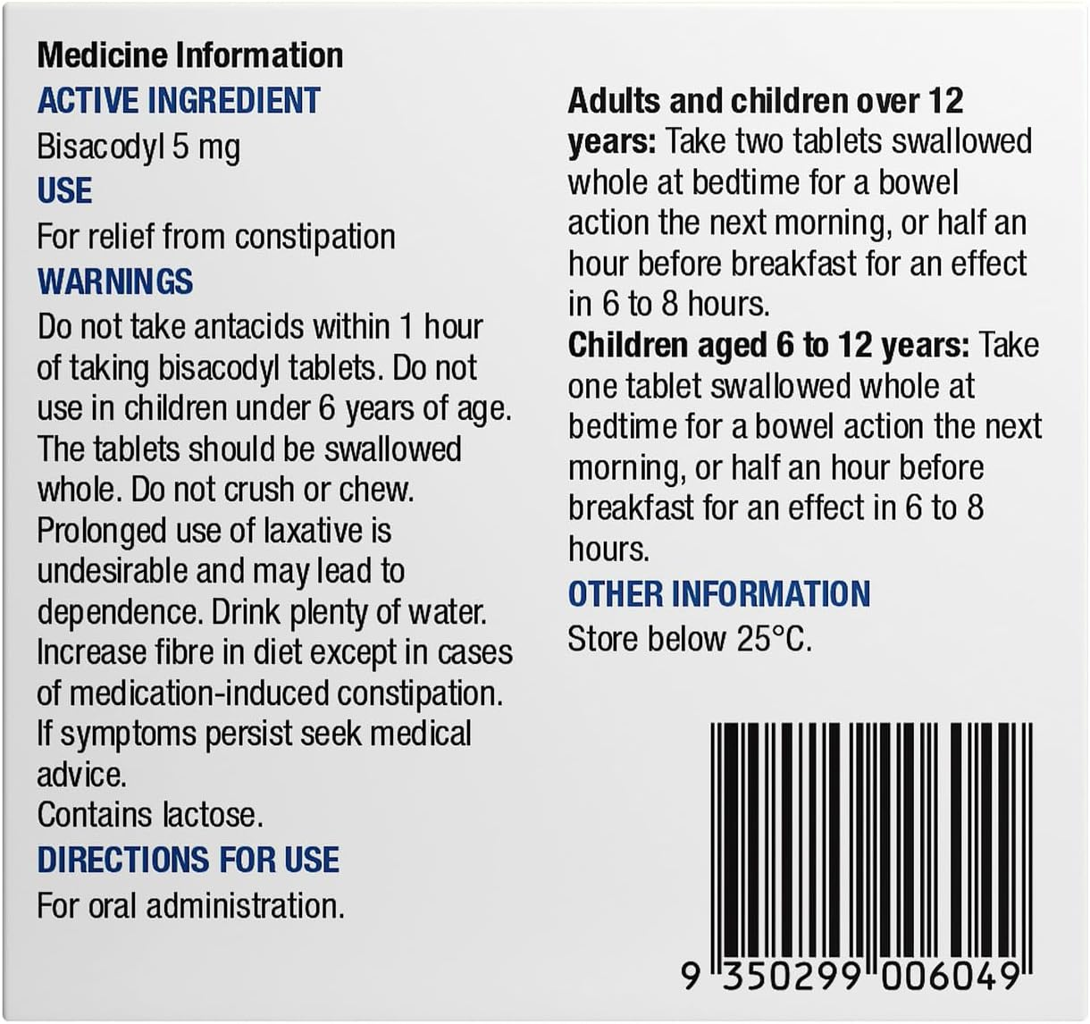 Chemists' Own 5 Mg Bisacodyl Laxative 200 Tablets image number 2