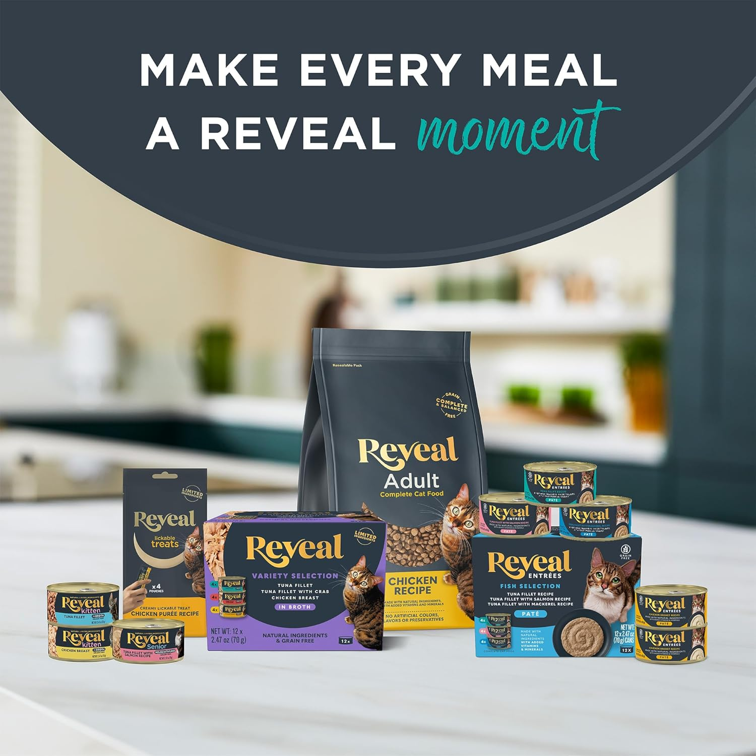 Reveal - Grain Free | Wet Canned Cat Food | 70G - 24 Pack - Premium Nutrition, 100% Natural, No Additives, and Limited Ingredients (Tuna with Salmon in Gravy) image number 3