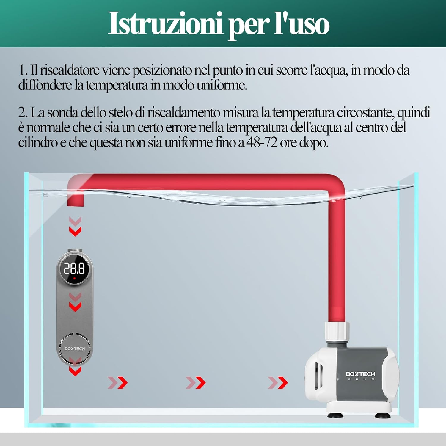 Boxtech Aquarium Heater 50W, Aquarium Heating Submersible, Automatic Aquarium Thermostat with External Temperature Controller for 10-40L Aquariums Fish and Turtles image number 3