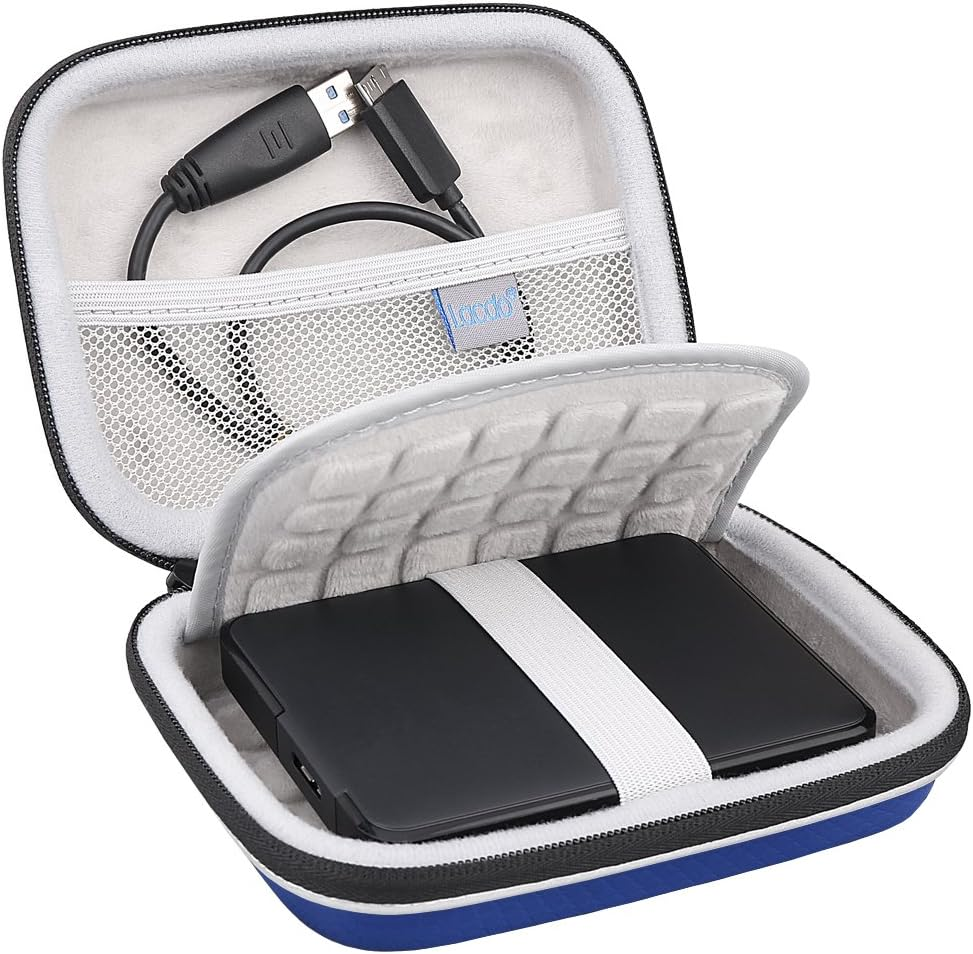 Lacdo EVA Shockproof Hard Drive Case for Western Digital WD My Passport Ultra WD Elements Gaming Drive Portable External Hard Drive 1TB 2TB 3TB 4TB 5TB USB 3.0 USB-C 2.5" HDD Travel Storage Bag, Blue image number 1