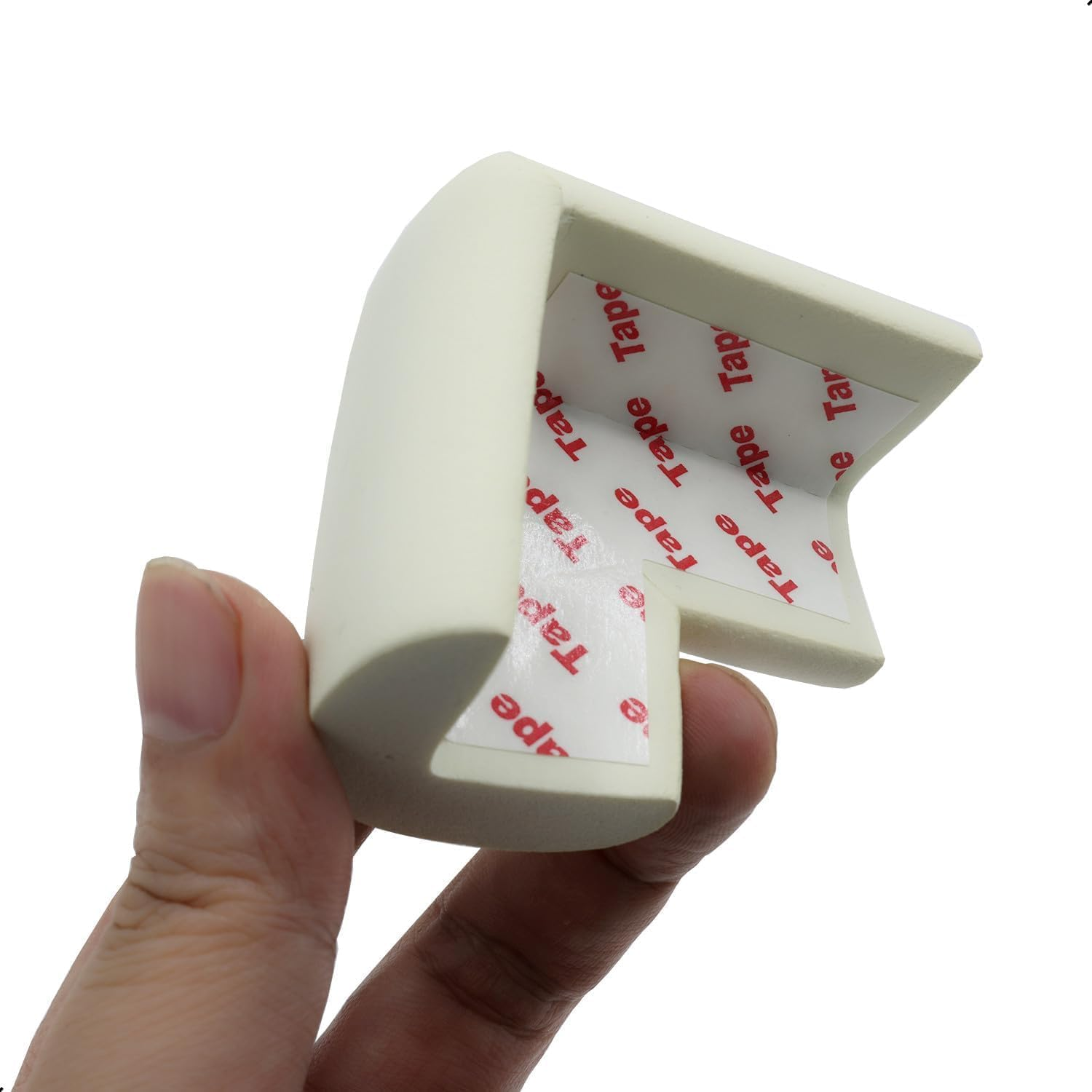 Foam Corner Protectors and Edge Guards for Proofing Furniture, Pre-Taped Safety Bumpers with Strong Adhesive, 4-Pack for Tables, Desks, Cabinets,White - Orevan image number 1