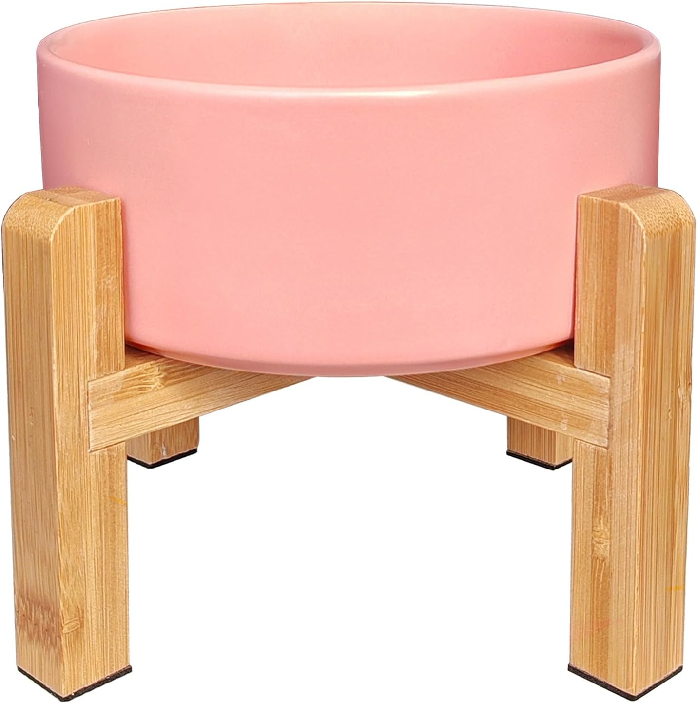 Elevated Ceramic Dog Bowl - PRENDIEEN Raised Dog Bowls with Non-Slip Bamboo Stand - Dog Food and Water Bowl - Dog Feeding Bowls - Suitable for Small and Medium Dogs - 28 OZ - 850 ML (Pink, Medium) image number 4