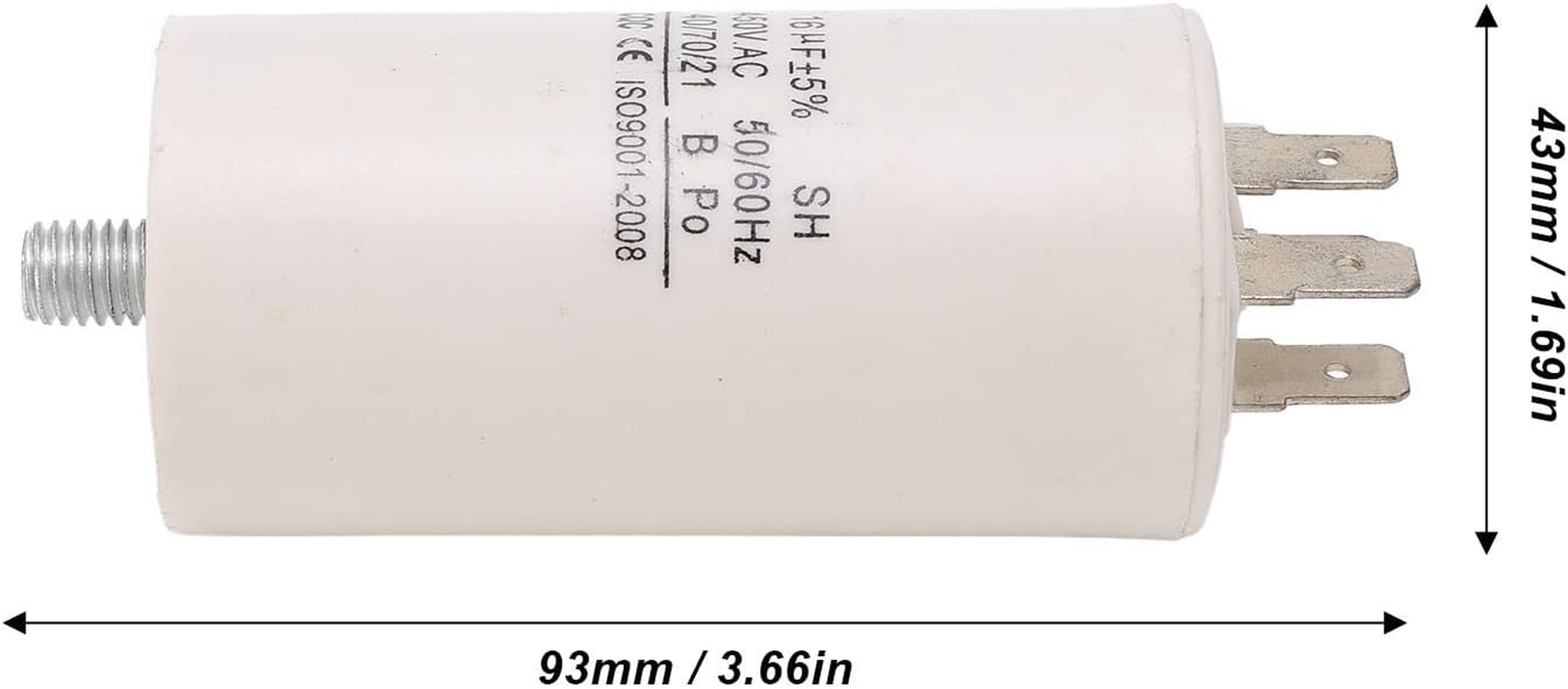 450V 16Uf Run Capacitor for Washing Machine, Easy to Install, Long Service Life, Ideal Replacement with Premium Explosion Proof Design image number 3