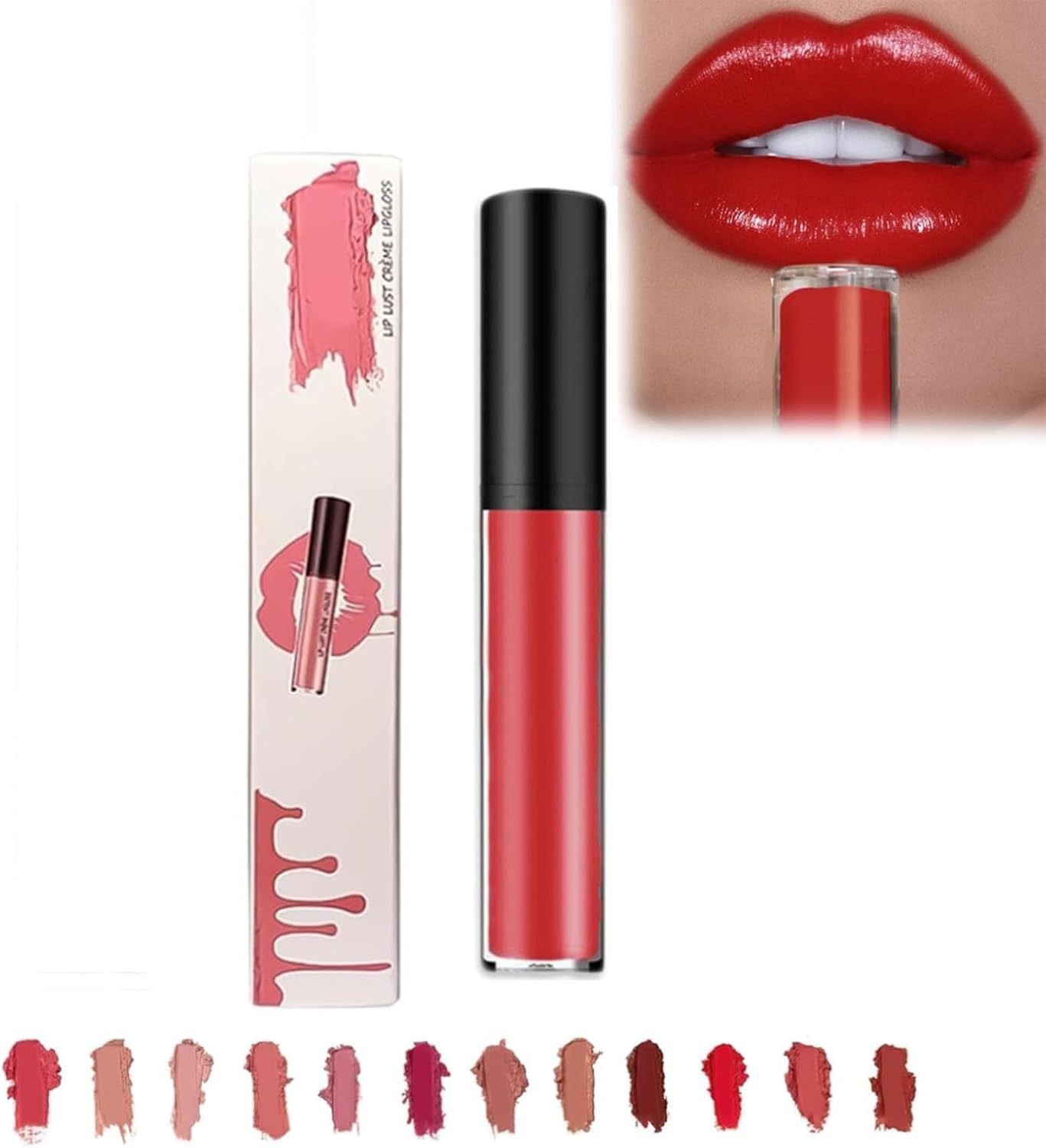 12 Colors Cream Texture Lipstick Waterproof, Long Lasting Matte Lipstick for Women (#6)
