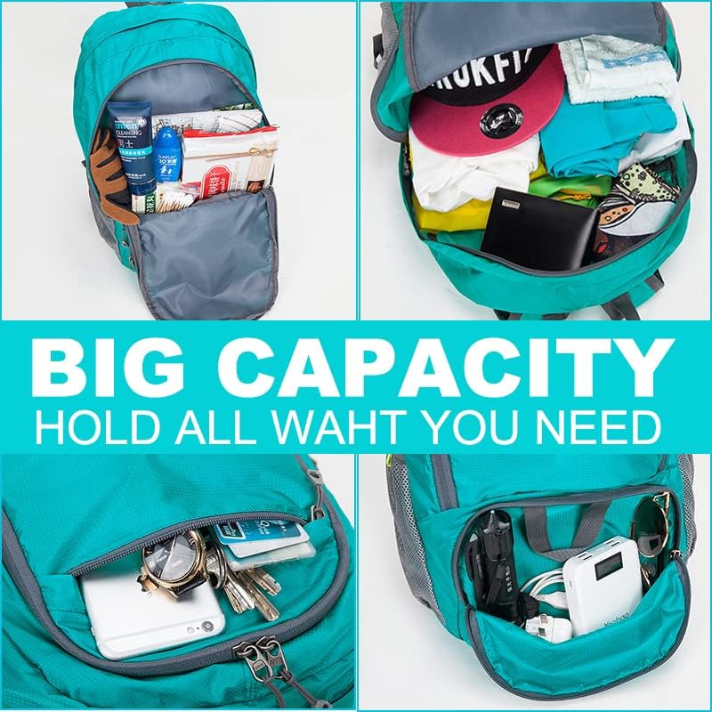 Frafuo 25L Lightweight Portable Foldable Backpack Waterproof Backpack Folding Bag Water Resistant Small Backpack Daypack Foldable for Travel Hiking Outdoor Camping-Blue image number 1