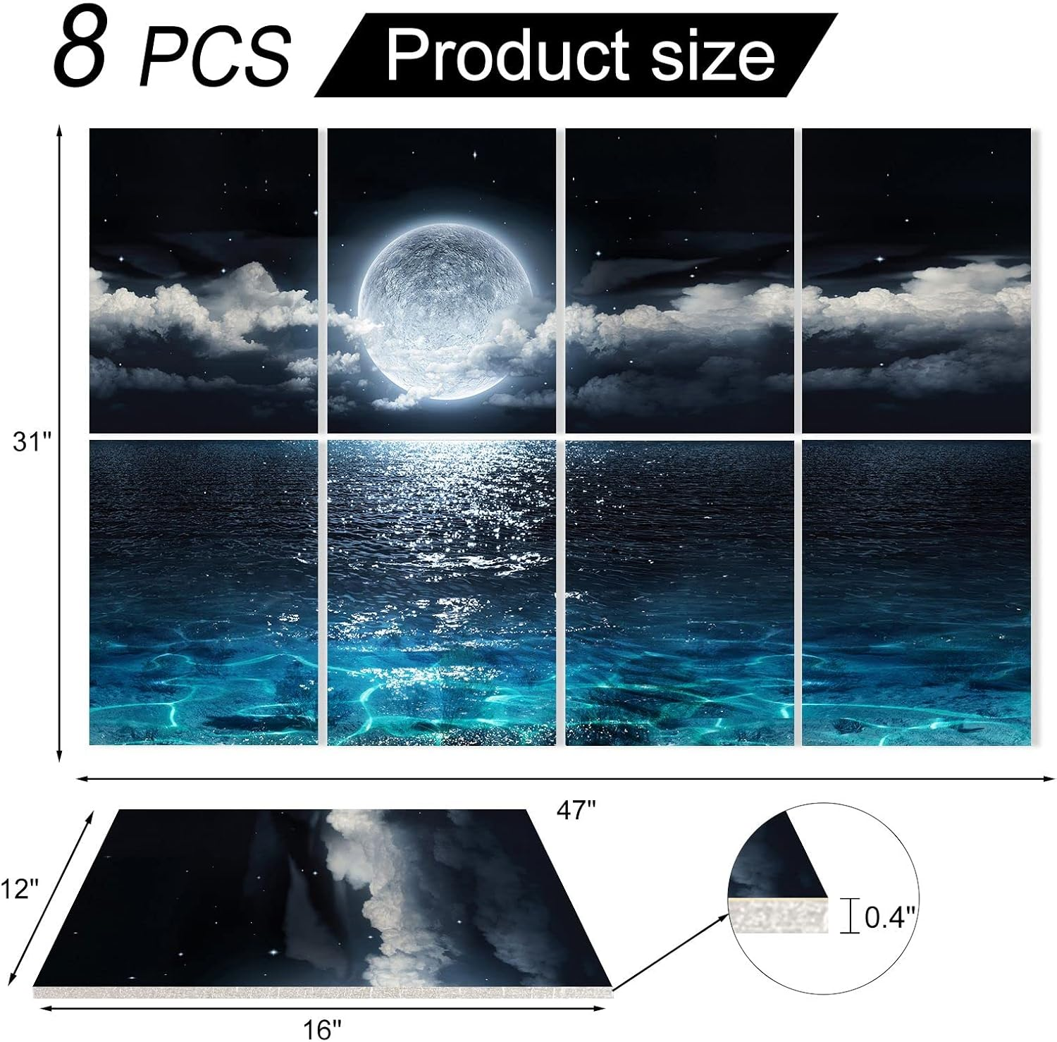 YPY Acoustic Panels, Soundproof Wall Panels: 8 Pack 12'' X 16'' Decorative Sound Proofing Padding Self Adhesive Acoustical Treatment Better than Noise Absorbing Foam 12''X16''X8