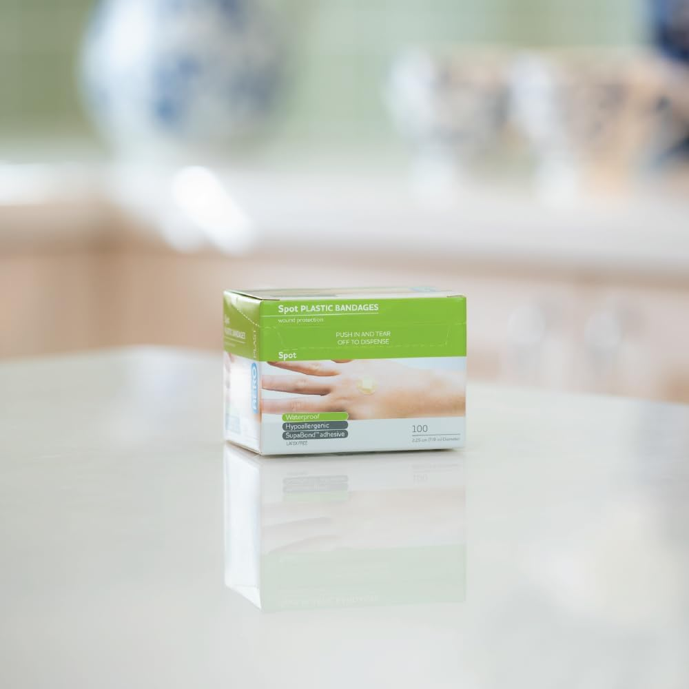 AEROPLAST Plastic Spot Dressings - 2.25Cm Diameter, Box of 100