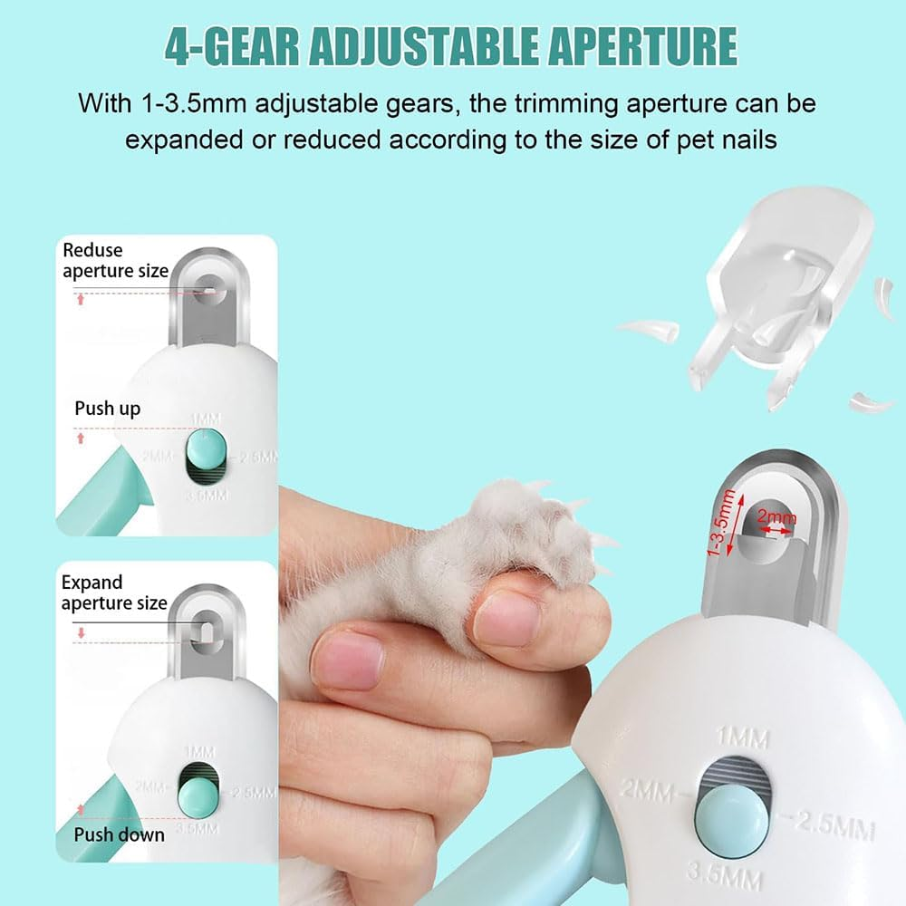 Cat Nail Clippers, Adjustable 4 Gear Pet Nail Trimmer with Safety Guard and Nail File,Easy Grooming Tool for Cats and Small Dogs,Prevents over Cutting and Pain (Professional Grade) image number 2