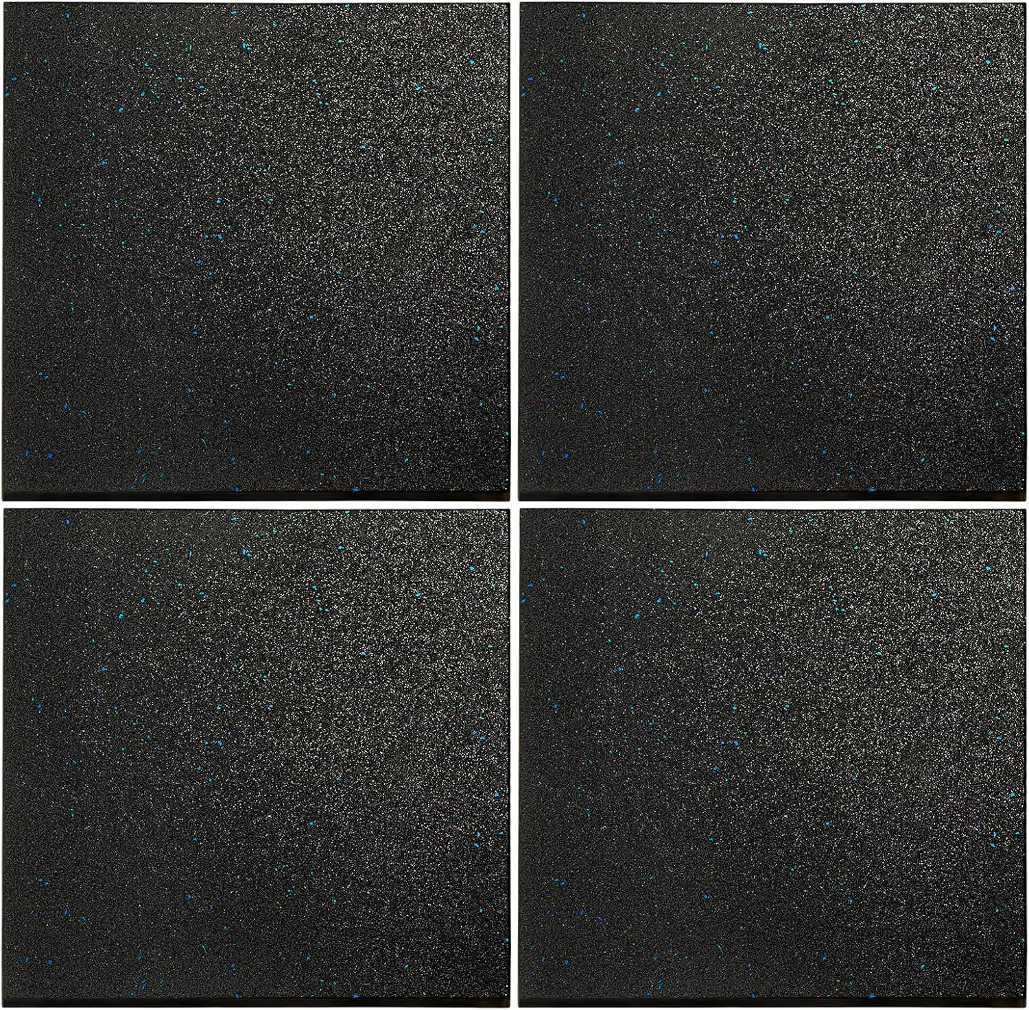 15Mm Thick Rubber Gym Mat Flooring, 4 Pack- 50Cm X50Cm Exercise Gym Mats, High-Density, Noise Shock Absorbing, Surface Protection - for Home Gym Equipment Garage (Black-Grey Fleck, 50CM X 50CM, 4)