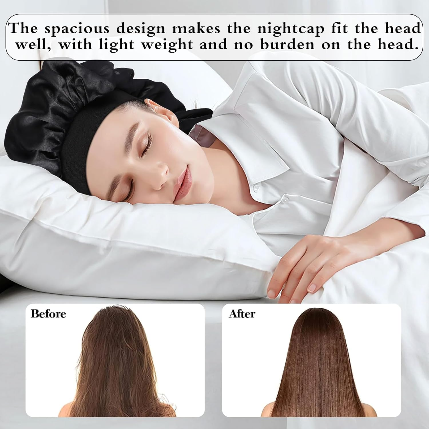 2Pcs Silk Satin Bonnet,Silk Hair Wrap for Sleeping,Silk Bonnet Hair Wrap for Sleeping,Tie Band for Women Long Curly,Silk Bonnet Sleep Cap for Curly Hair Perfect for Women Washing, Makeup, Sport, image number 4