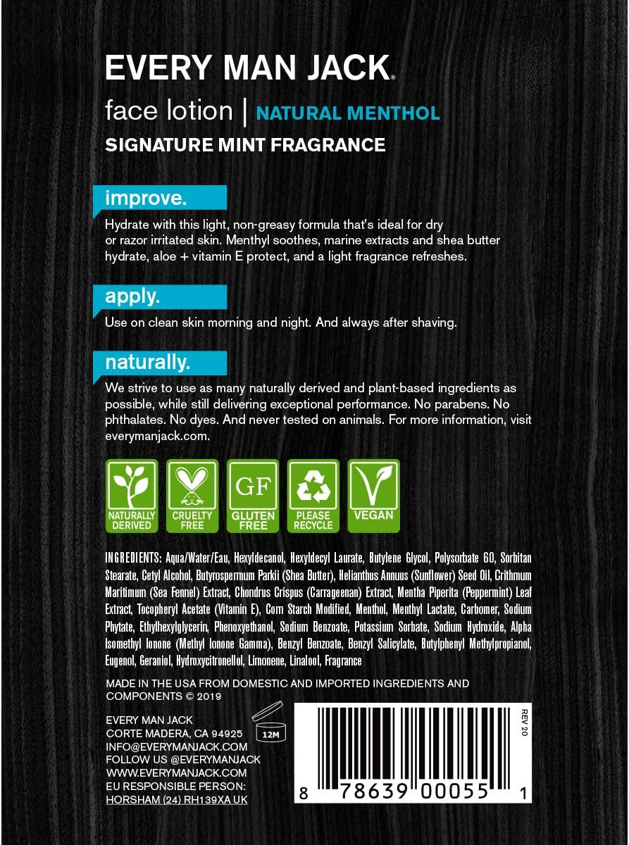 Every Man Jack Face Lotion, Signature Mint, 4.2-Ounce image number 5