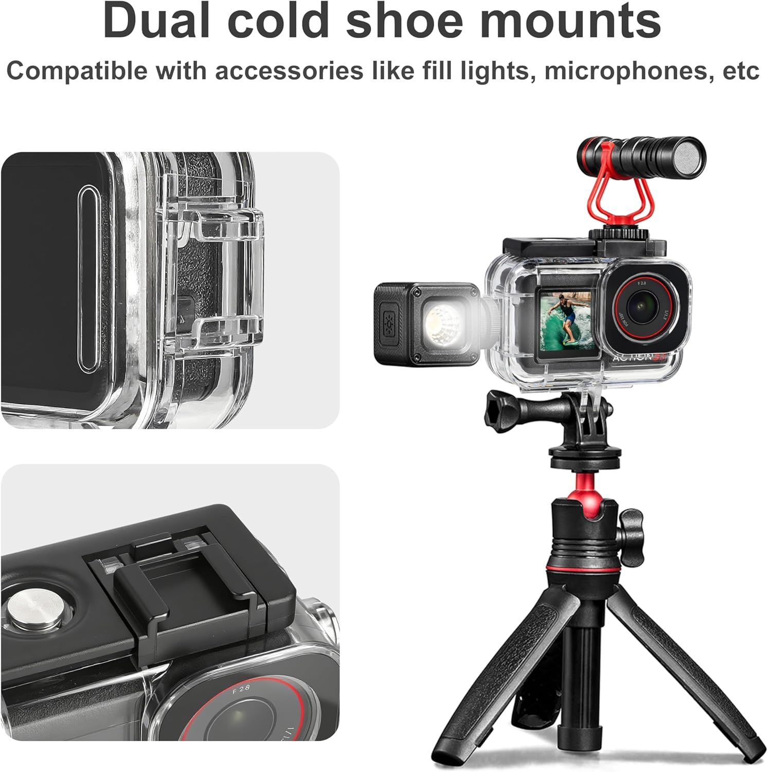 Fitstill 164FT/50M Waterproof Case Compatible for DJI Osmo Action 5 Pro Action 4 Action 3, Underwater Diving Protective Cover Cage Shell Accessories Invisible Dive Housing for Action 5 Pro/4/3 Camera image number 4