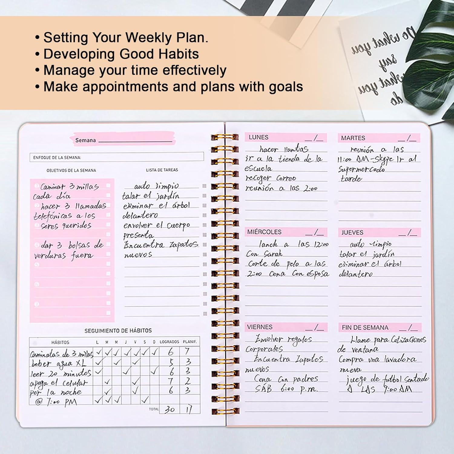 COZY CORE Undated Weekly Planner Monthly Planner,A5 to Do List Planner Spiral Notebook with Habit Tracker, Budget Organizer, Expense Tracker, Goal Setting, 5.7 X 8.0 Inches image number 4