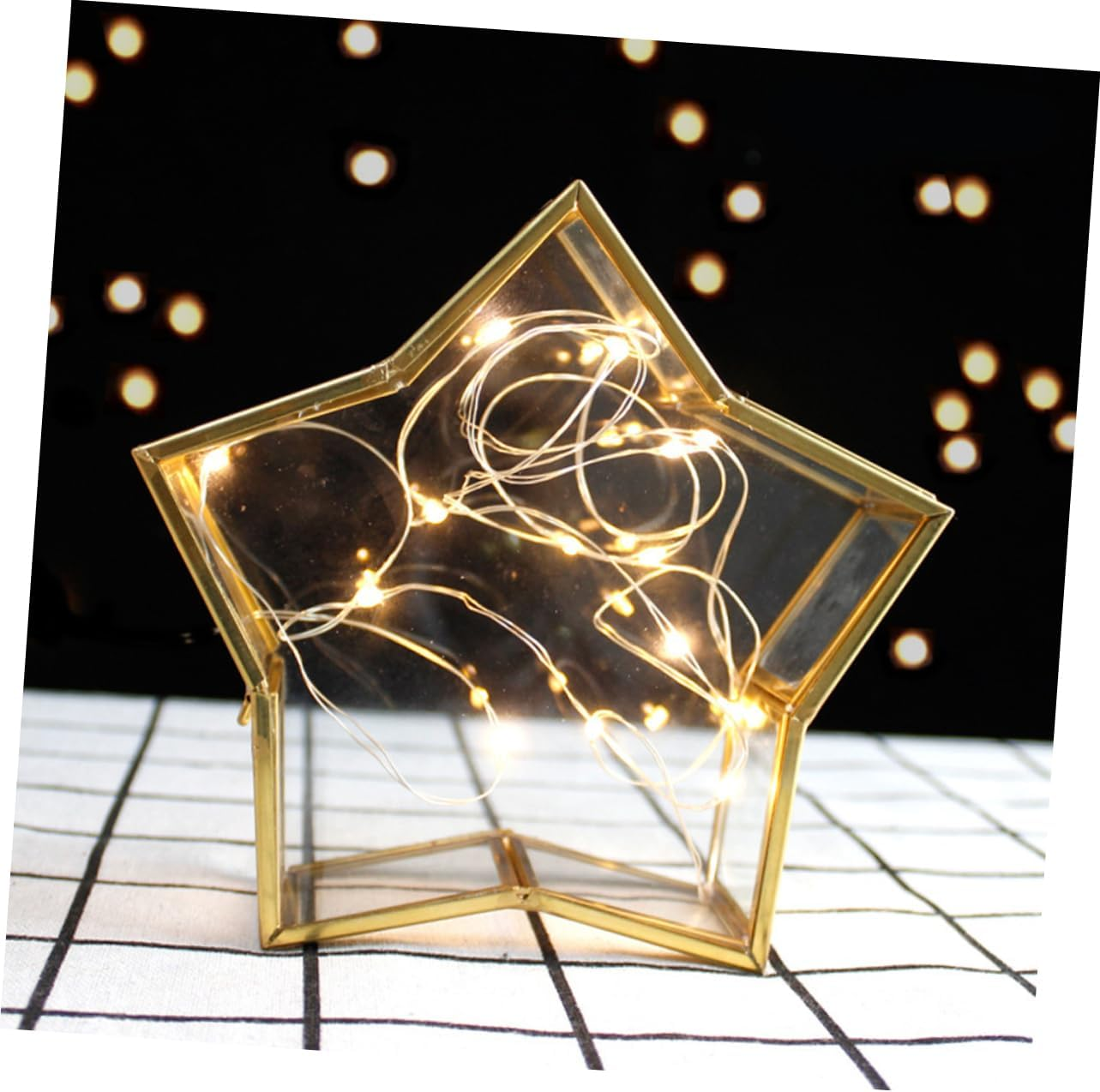 Glass Star Keepsake Box: Star Shaped Wishing Bottle Origami Paper Jar Jewelry Trinket Organizer Preserved Flower Display Case for Home Dresser Tabletop image number 6
