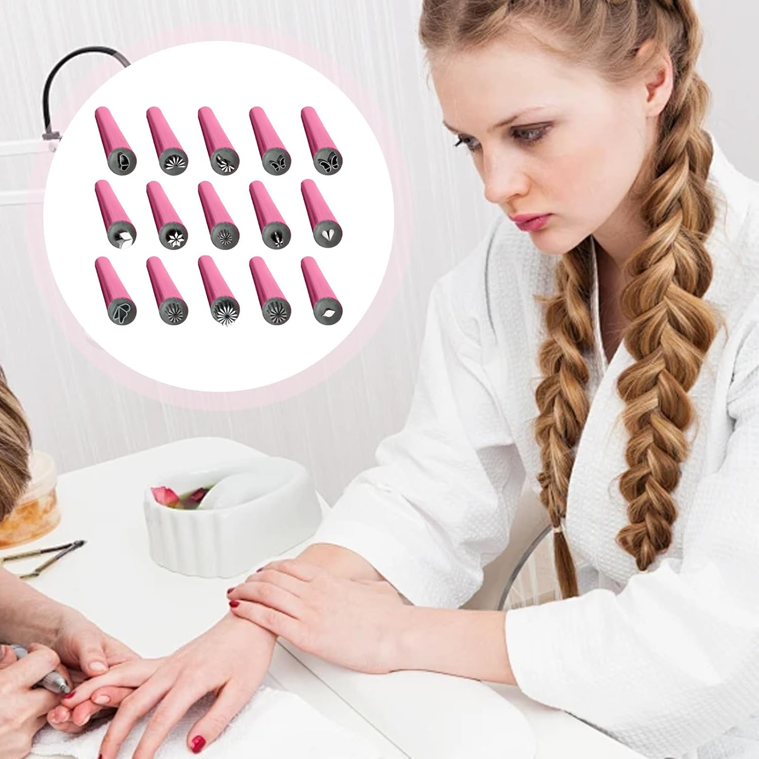 Nail Stamp Pen Set,15X Nail Pen with 6 Different Patterns Stamp Tools - Stamping Plate Stamper Kit Flower Stamper Tool for Women Girls image number 5