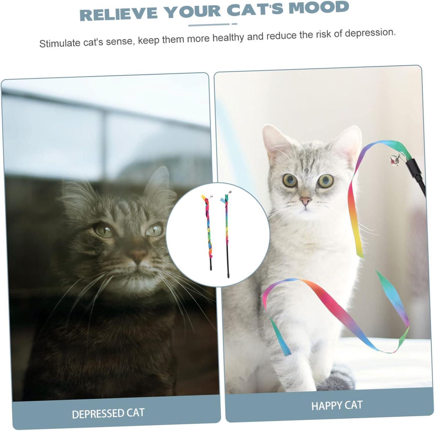 BESPORTBLE 2Pcs Interactive Cat Rainbow Toys Bells Kitten Playthings for Indoor Cats for Fun and Exercise image number 4